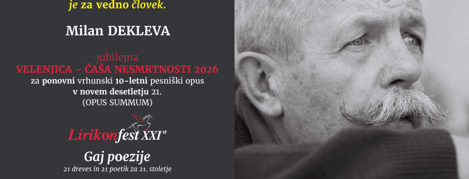 2026 / LIRIKONFESTOVIH JUBILEJNIH 2 X ENAINDVAJSET (27): MILAN DEKLEVA